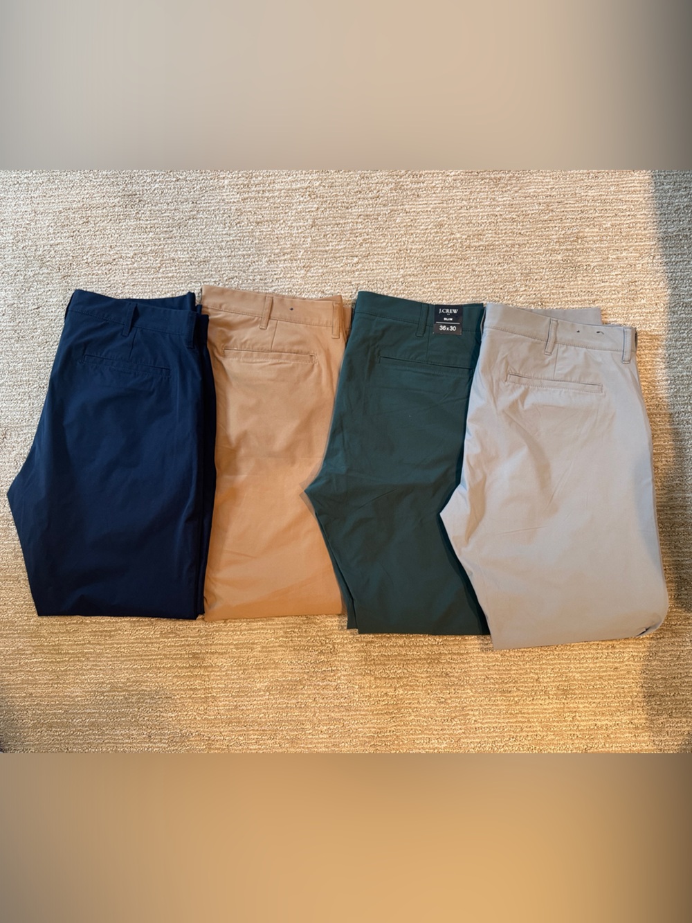 J. Crew Men's Tech Stretch Slim Pants. 36x30. Lot of 4. New.